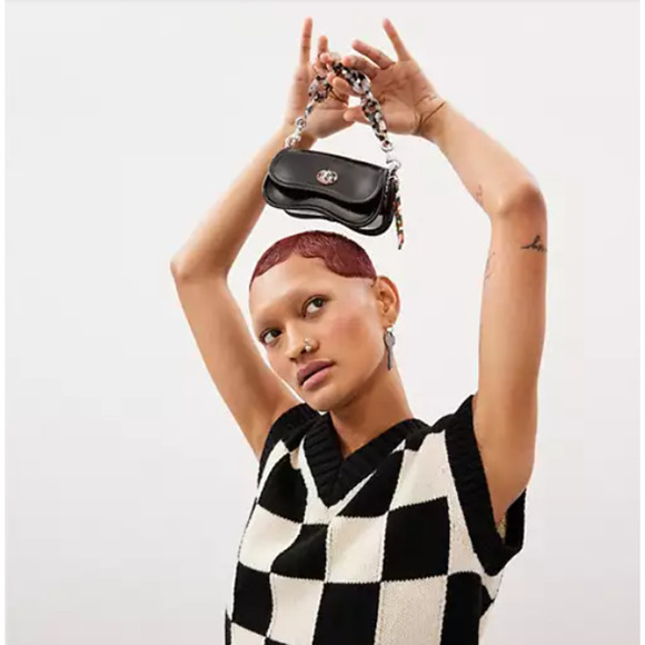 Coach Mini Wavy Dinky Bag Crossbody In Coachtopia Leather Black CQ853 NWT - Picture 7 of 11